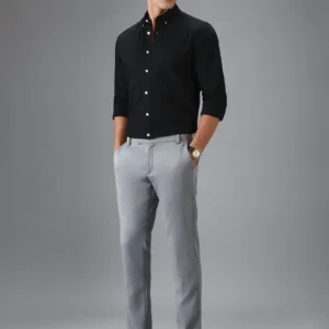 banana club ash grey blended linen formal trouser